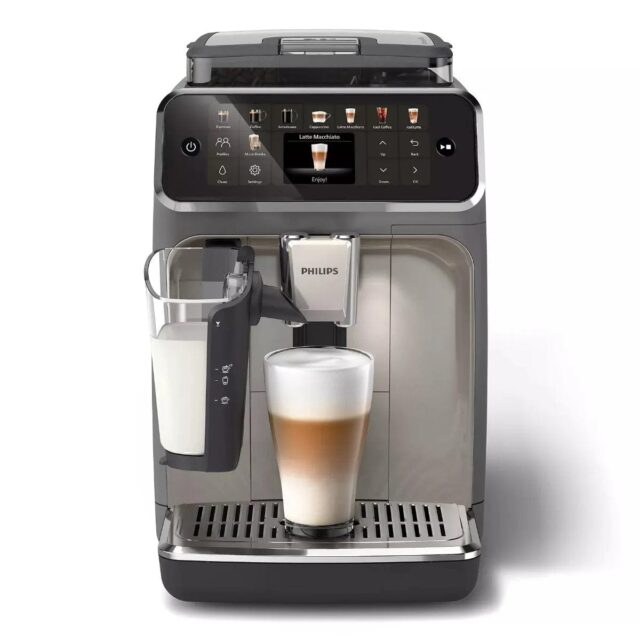 Philips 5500 LatteGo Super Automatic Espresso, Cappuccino, & Latte Machine with SilentBrew EP5544/90 (Grey Chrome)