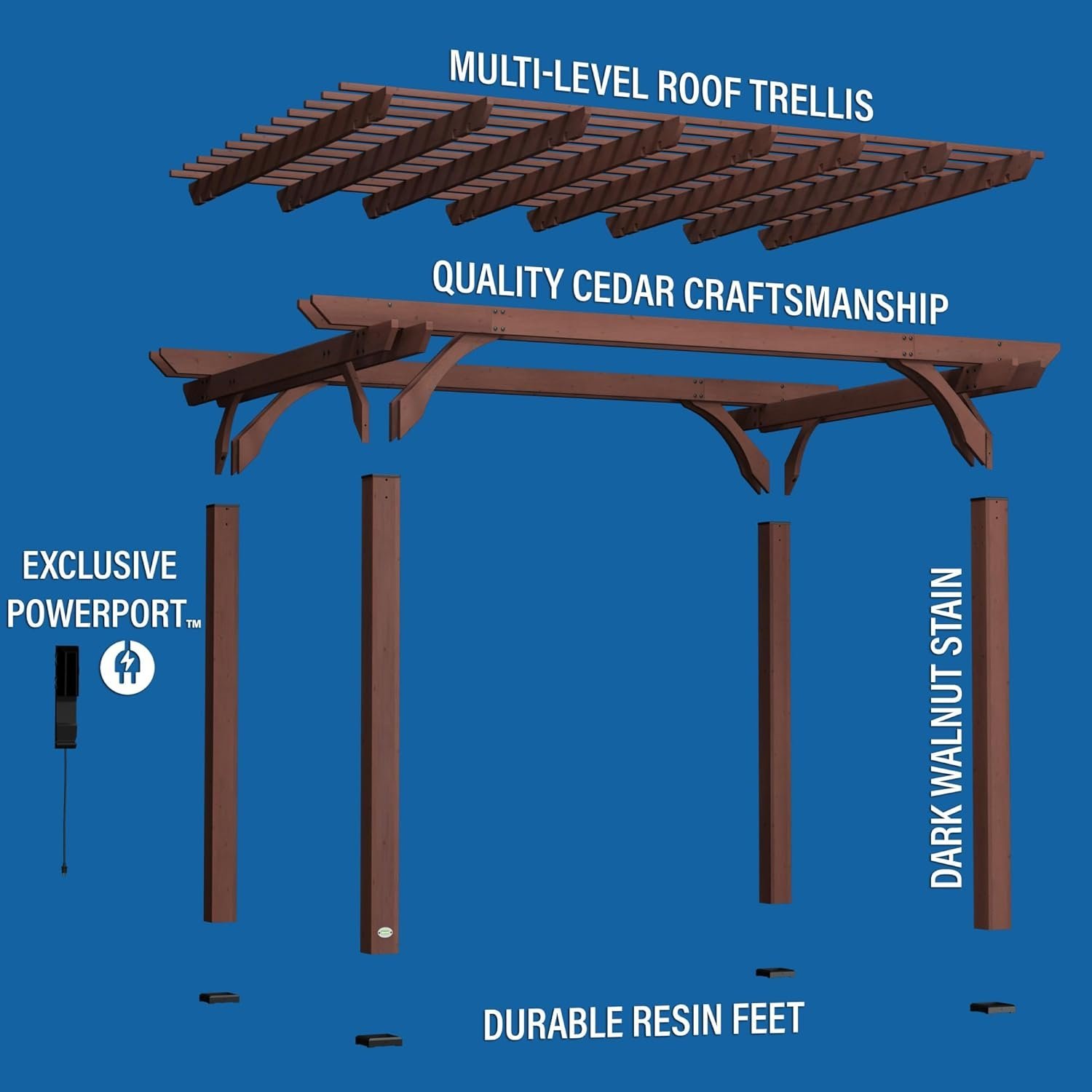 Backyard Discovery 14′ X 10′ Somerville Pergola W/ Electric – Dark Walnut DIY - Image 4