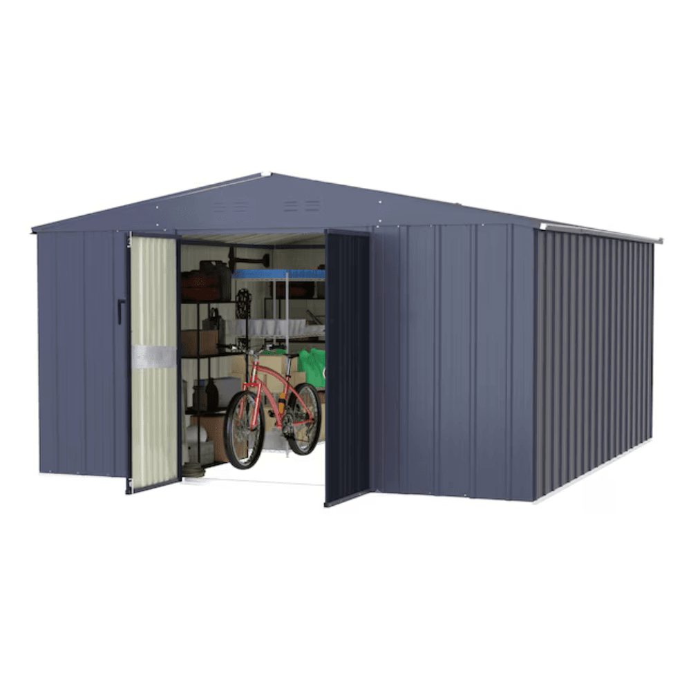 VEIKOUS 10 ft. W x 12 ft. D Outdoor Metal Storage Shed in Gray (120 sq. ft.) - Image 2