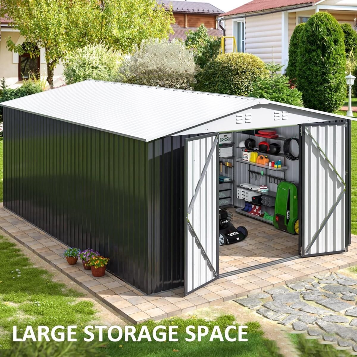Patiowell 10 ft. W x 12 ft. D Size Upgrade Metal Storage Shed (119 sq. ft.) - Image 8