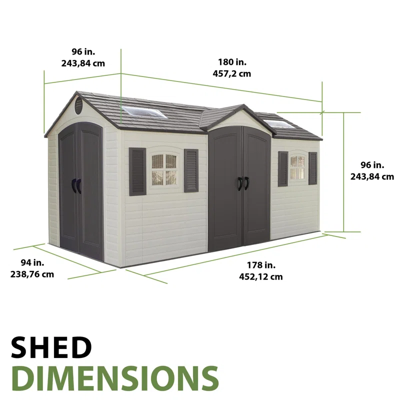 Lifetime 15 Ft. x 8 Ft. High-Density Polyethylene (Plastic) Outdoor Storage Shed with Steel-Reinforced Construction - Image 4