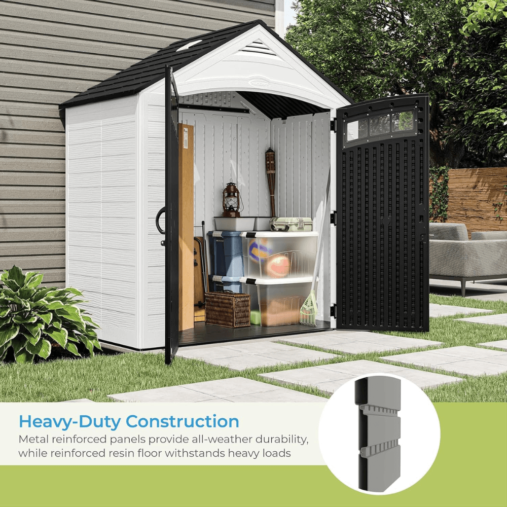 Suncast Vista 7 ft. x 4 ft. Resin Standard Modern Storage Shed with Floor Kit - Image 4