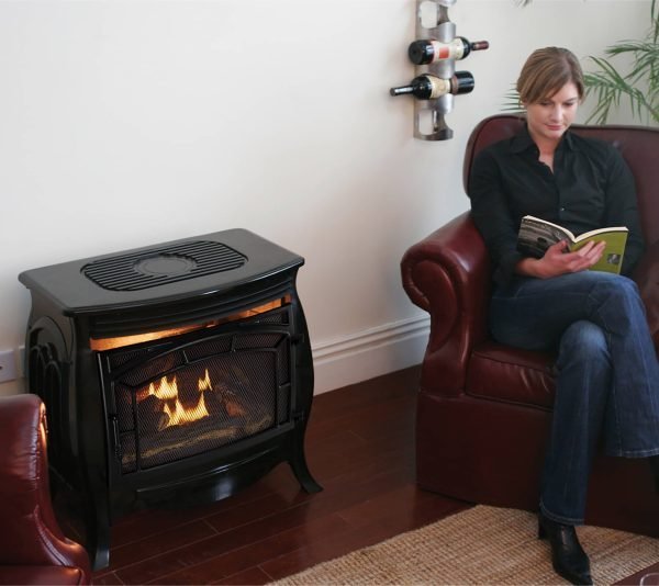 Duluth Forge Dual Fuel Ventless Gas Stove – 26,000 BTU, Remote Control, Gloss Black Finish – Model# FDSR25-GF - Image 5